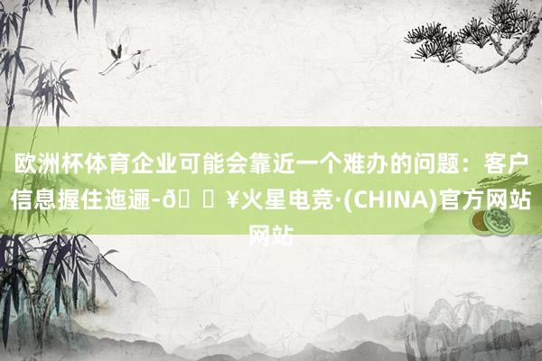 欧洲杯体育企业可能会靠近一个难办的问题：客户信息握住迤逦-🔥火星电竞·(CHINA)官方网站