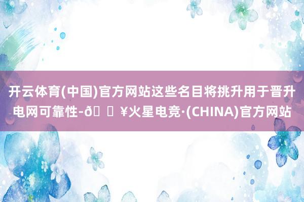 开云体育(中国)官方网站这些名目将挑升用于晋升电网可靠性-🔥火星电竞·(CHINA)官方网站