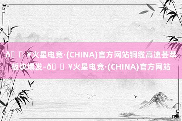 🔥火星电竞·(CHINA)官方网站铜缆高速荟萃板块爆发-🔥火星电竞·(CHINA)官方网站