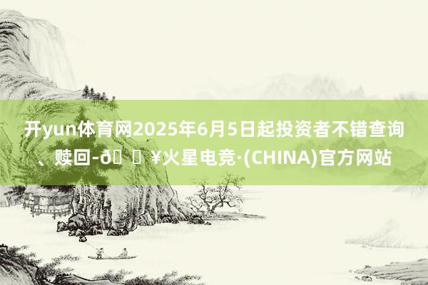 开yun体育网2025年6月5日起投资者不错查询、赎回-🔥火星电竞·(CHINA)官方网站