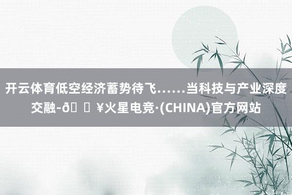 开云体育低空经济蓄势待飞……当科技与产业深度交融-🔥火星电竞·(CHINA)官方网站