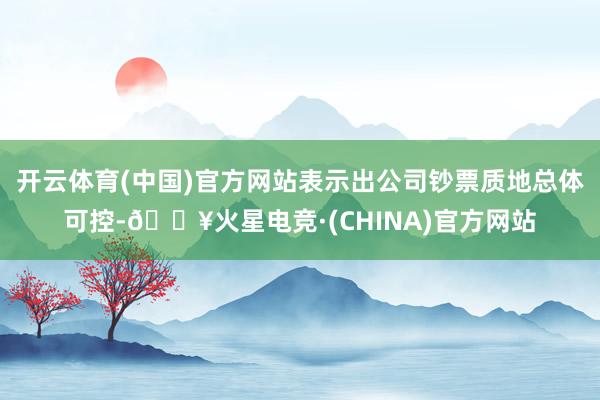 开云体育(中国)官方网站表示出公司钞票质地总体可控-🔥火星电竞·(CHINA)官方网站